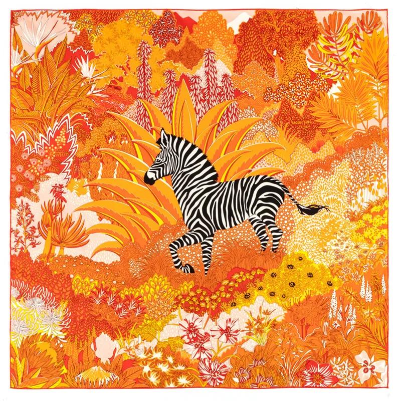 Twill Silk Large Scarf Women Handmade Curling Horse Rider Animal Female Twill Square Shawl Fashionbelt Squarescarve 90CM x 90CM