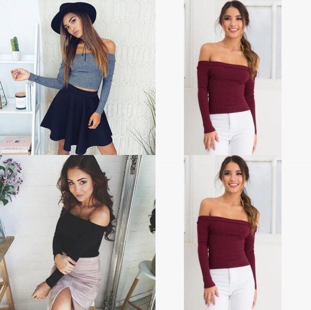 Premium Quality Mode Femme Decollete Crop Top With Long Sleeves For Stylish Comfort