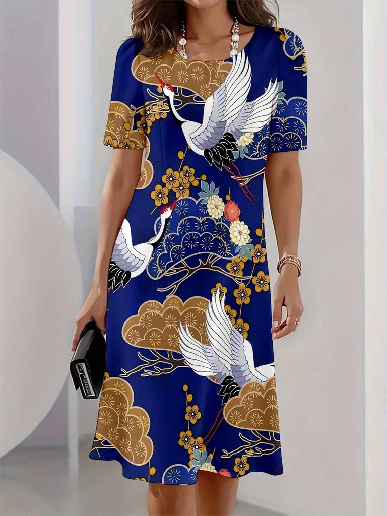 New summer mid-length dress 3D printed design casual for outings and parties