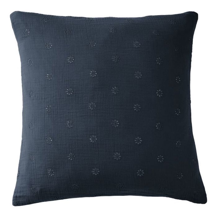 Taie d'oreiller Brodée Déco "Gaïa Boho" 60 x 60 cm &amp; 50 x 70 cm "Gaze de Coton" - Gaïa Boho Minuit - 60 x 60 cm