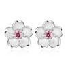 Exquisite Romantic Pink Purple Zircon Five-petaled Flower Piercing Stud Earrings for Women Fashion Cute Daily Jewelry Accessory