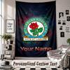 Wall Hanging Tapestry With Custom Name & Text, Blackburn Rovers Football Decorative Tapestry For Bedroom