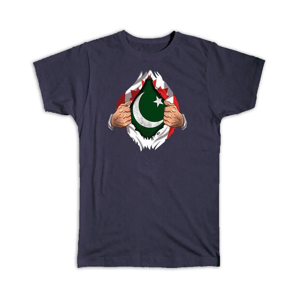 Gift T-Shirt : Pakistan Canadian Flag Chest Pakistani 4XL