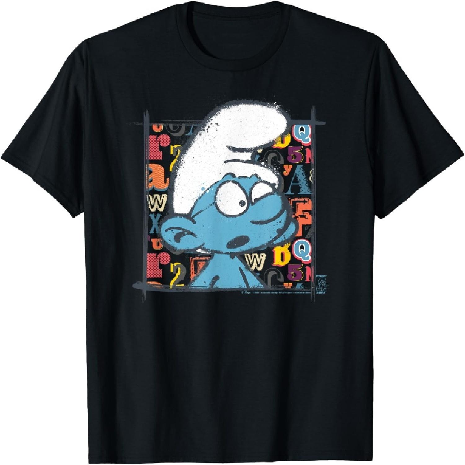 Футболка с фоном «Алфавит Смурфиков» S