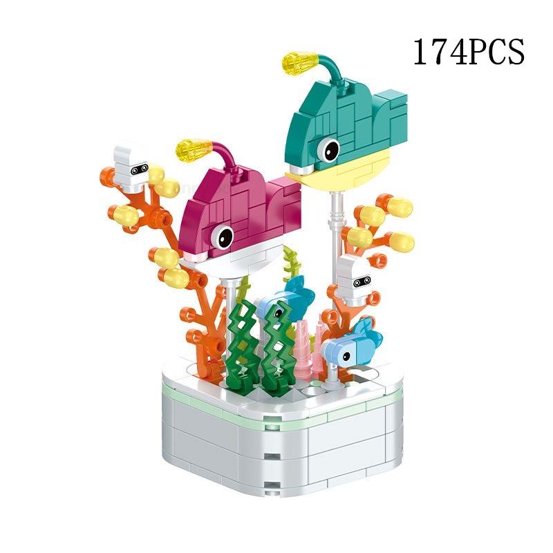 Kalıcı Buket Lale Çiçeği Yapı Taşı 3D Model Ev Dekorasyonu Bitki Saksıda Montaj Tuğlaları Sevgililer Günü Çocuk Hediyeleri