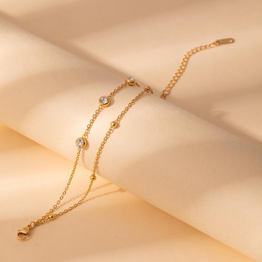 Light Luxury High-End Stainless Steel Diamond-Encrusted Bracelet, Moon Sun Love Geometry Does Not Fade Jewelry Women