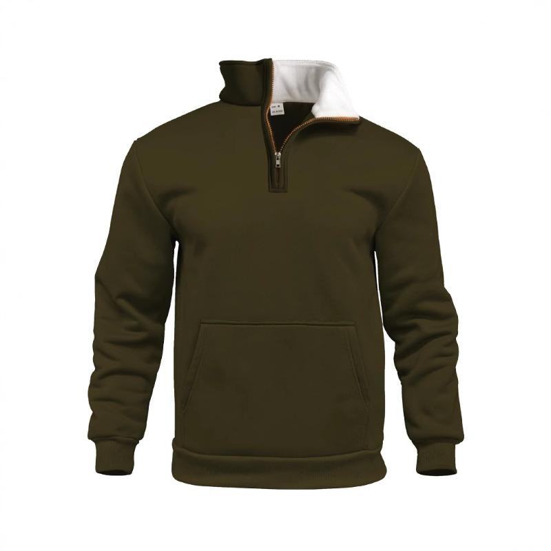 Men's Waffle Autumn Casual Outdoor Turtleneck Half Zip Pocket Pullover Long Sleeve Sweater