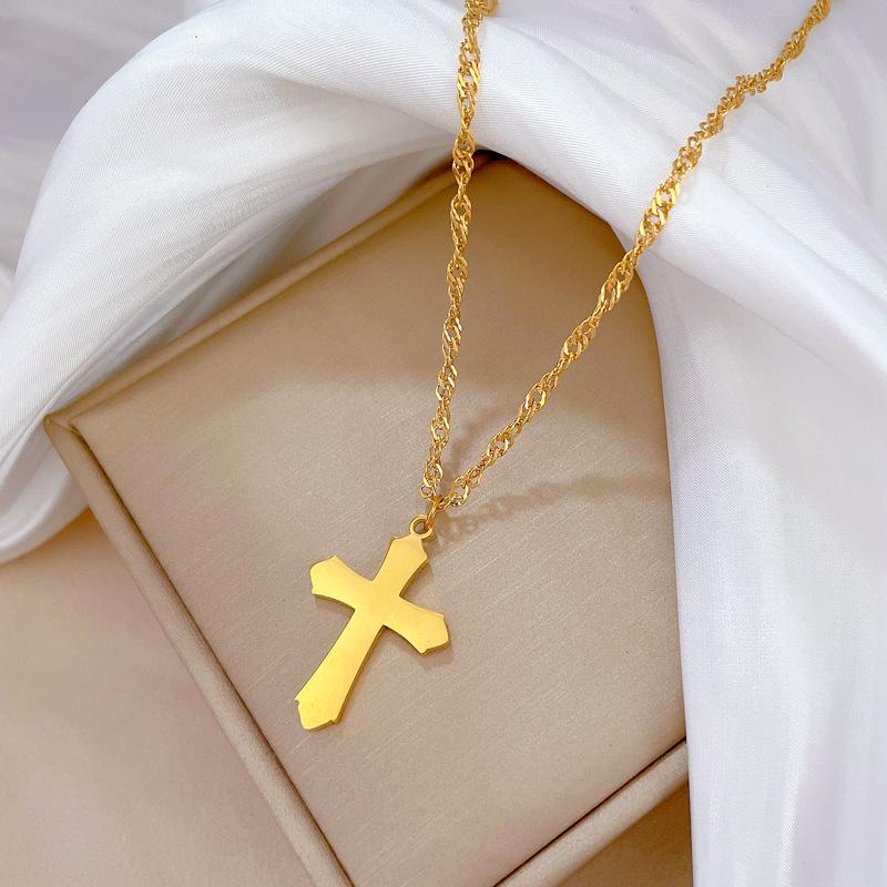 Cold Wind Cross Personality Minimalist Wind Furnace Gold Necklace Female Collarbone Chain