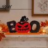 Creative Festival Table Signs Wooden Halloween Ornament, Trick or Treat/Boo/Happy Desktop Decoration Decorative Wood Lettering with Ghost Wizard