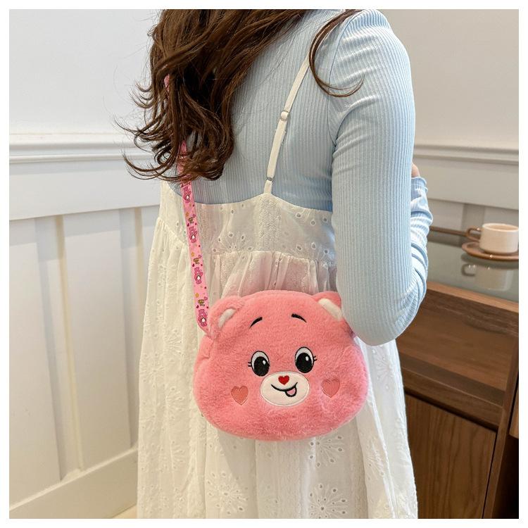 Cartoon Plush Bear Crossbody Travel Casual Shoulder Phone Purse Bag Portable Zipper Pouch
