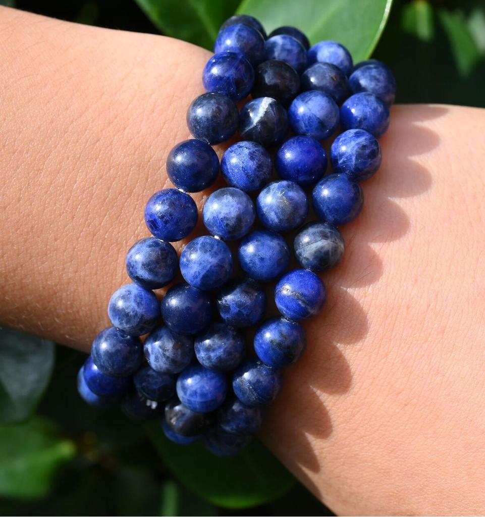 Natural Sodalite Stretchy Bracelet,Handmade Women/Men Bracelet,Gemstone Round Bracelet,For Gift Bracelet,Healing