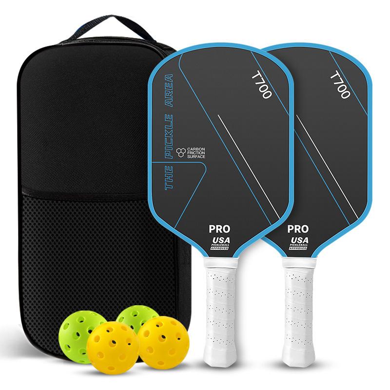 T700 Carbon Fiber Pickleball Paddle Set Shock Absorbent Free Bag & Balls Great for Park Community Pickleball Games