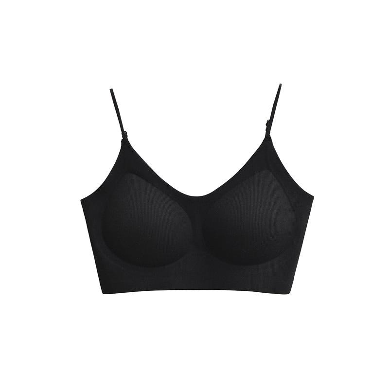 Женский бесшовный топ-майка с мягкими вставками: Стройный, Сексуальный, Базовый слой с Красивым Дизайном Спины One Size чёрный