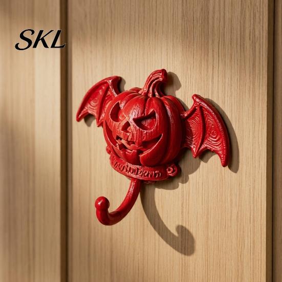 Multi-color Halloween Hooks Devil Pumpkin Bat Wall Hook, No-Drill Adhesive Hook for Keys Small Pendant Hanger Bags, Strong Sticky Damage-Free