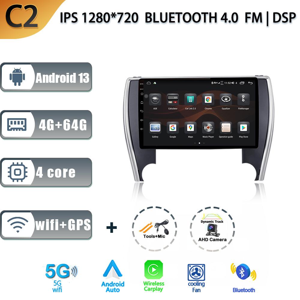 For Toyota Camry 7 2014-2017 Android 13 Car Stereo Unit Multimedia Radio 4G Wifi GPS Wireless Carplay 2 Din Screen