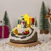 Christmas Igloo Ornaments Church Figurines with Rotating Train LED Lights Music Box Figurines Decorative Holiday Decor Festive Gift