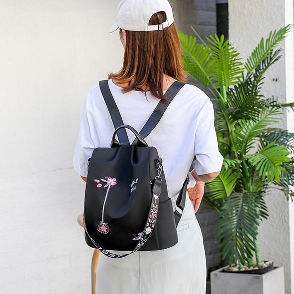 Wasserdichter Oxford-Damenrucksack, modischer Anti-Diebstahl-Damenrucksack, bestickte Schultasche, hochwertiger Rucksack mit großer Kapazität