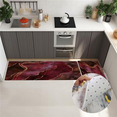 Abstract Print Kitchen Mat Set Ins Style Fashion Floor Rug Runner Velvet Non-slip Bathroom Mat Coffee Purple Blue Green Red