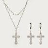 Cross Necklace Set For Women With Pearl Chain And Gemstone Pendant For Style Jewelry