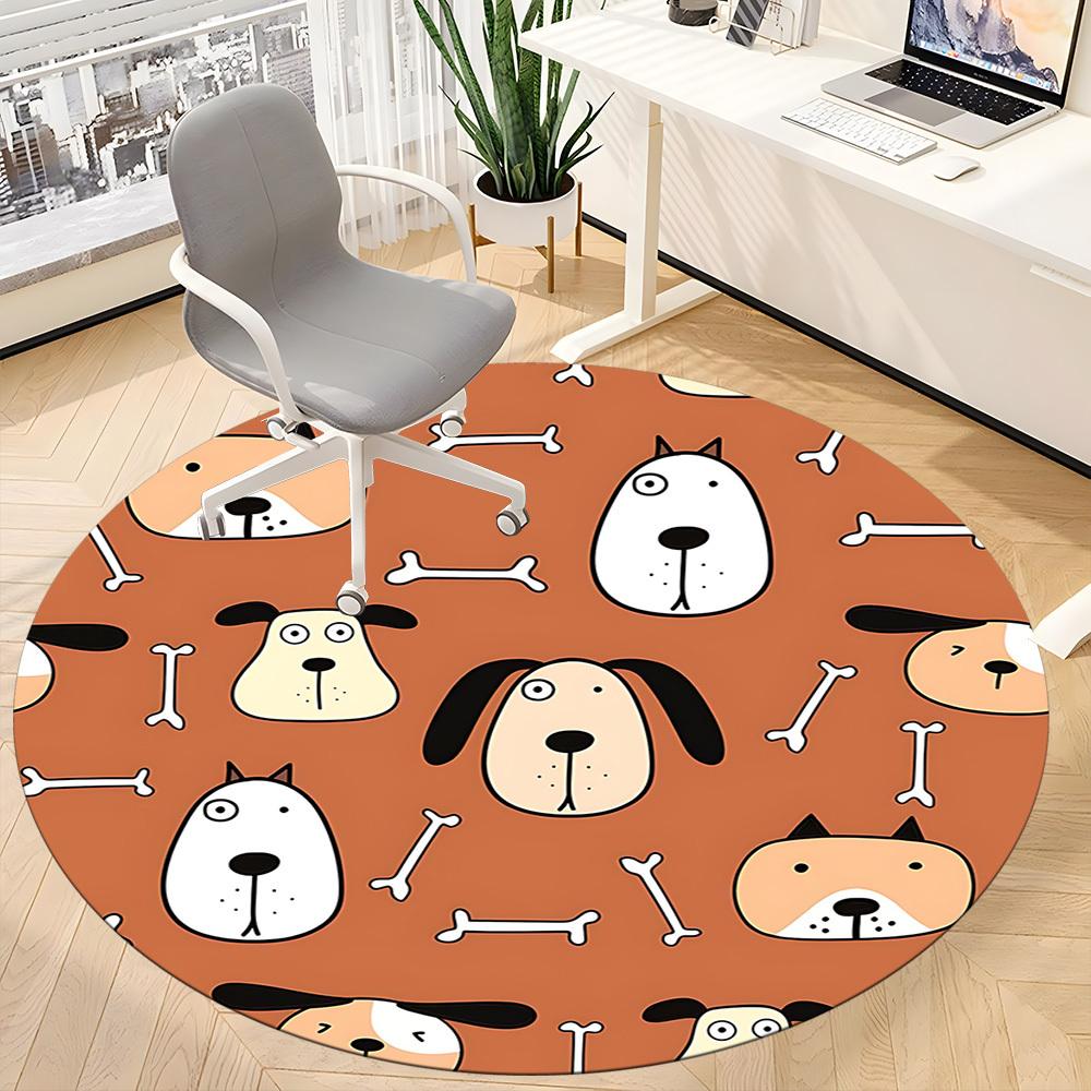 1pc Dogs Bones Office Round Area Rug, Indoor Mat Suitable For Office, Under Office Chairs Bedroom Living Room Home Decor, Room Deco