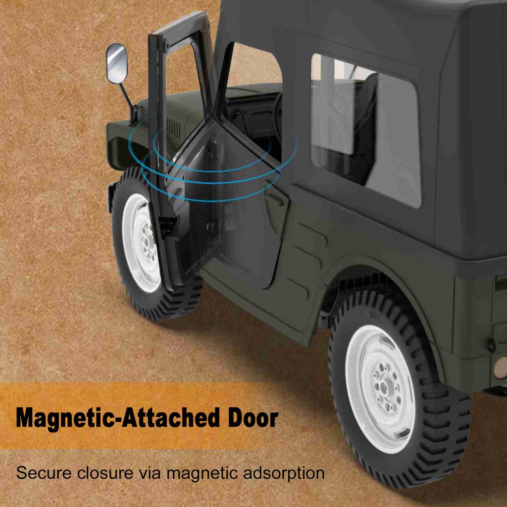 1:10 Scale RC Crawler, 4WD All Terrain Off Road Vehicle, Electric Remote Control Car with Removable Doors and Roof Green