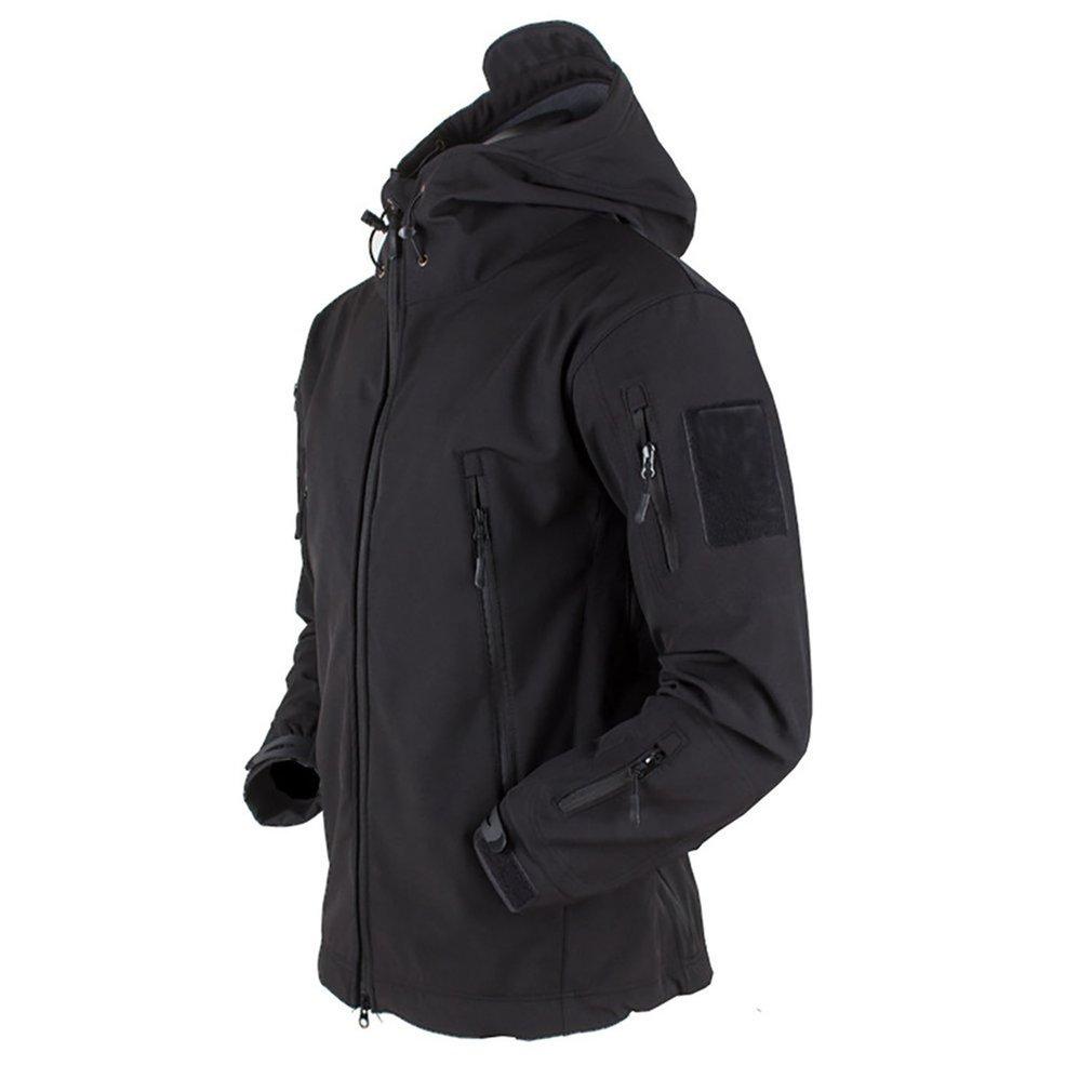 Pánská bunda Outdoor Soft Shell Fleece Větruodolná Vodotěsná Prodyšná A Termální S Kapucí