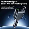 5 In 1 150W Car Charger with 2 Retractable Cables USB Type C Super Fast Charging Adapter with Voltage Display for iPhone & Android