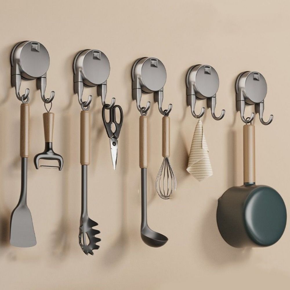 2Pcs Non-Marking Suction Cup Hooks Plastic Kitchen Storage Hooks Paper Towel Double Hooks  for Home