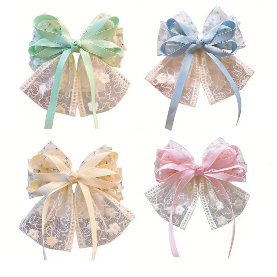 Hairpin Soft Embroidery Lace Splicing Ribbon Bowknot Decor Girl Hair Pin Gentle Hairstyles Side Hair Clips Hair Accessory