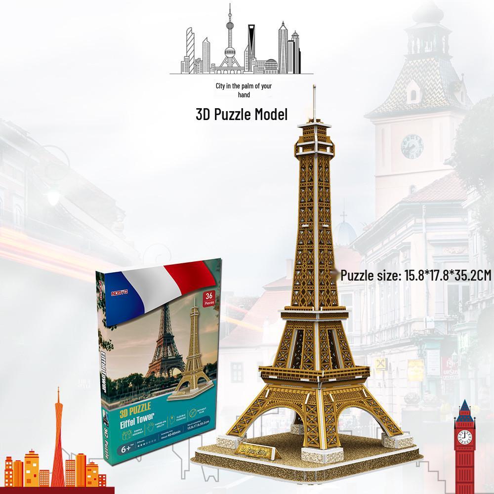 Large 3D World Architecture Puzzle - Handmade Cardboard Model for Children