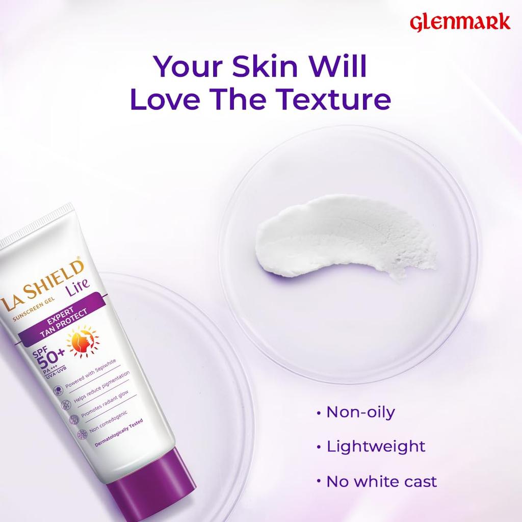 La Shield Lite SPF 50 PA+++ Mineral Sunscreen Gel 50g | Oil-Free Broad Spectrum Sun Protection | No White Cast | Dermatologist Prescribed