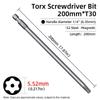 200mm Torx šroubovací bity Magnetické Dutá Hlava Květ Švestky Ocel S2 Bezpečnostní bit T6-T40 1/4'' Šestihranná Stopka Ruční Elektrické Nářadí