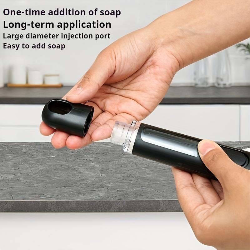 1pc Pot Brush with Handle, Cleaning Brush with Soap Dispenser, Non-Electric Plastic Kitchen Brush for Pans, And Bowls, Easy-To-Clean Steel Wool Brush