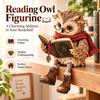 Scarf Detail Owl Figurine Glasses Study Room Ornament Fashion Reading Owl Statue  Tabletop Decor