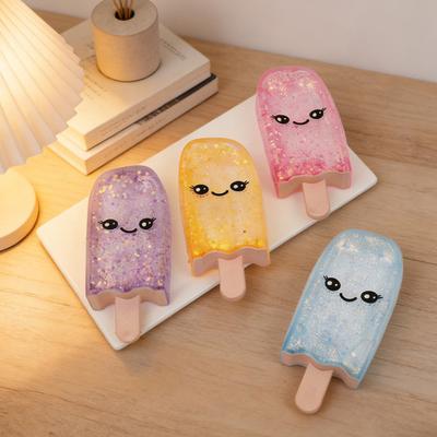1/4 Piezas Palo de Hielo Juguete para Aliviar el Estrés Helado Sonriente Juguete para Apretar Palo de Hielo Transparente con Purpurina de Elevación Lenta Juguete Fidget Herramienta de Descompresión y Relajación