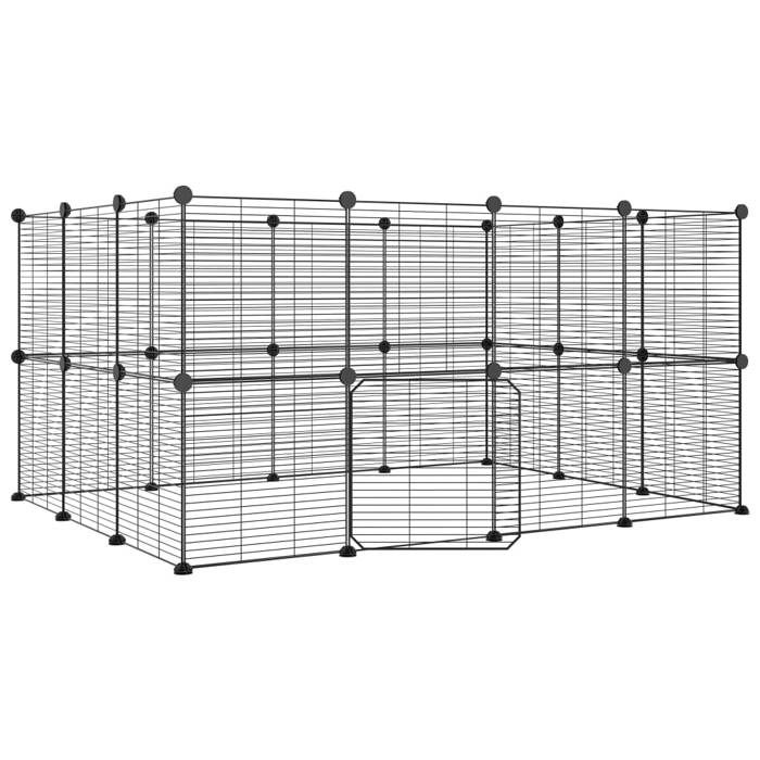 3114044 vidaXL Cage animaux de compagnie à 28 panneaux et porte Noir 35x35 cm