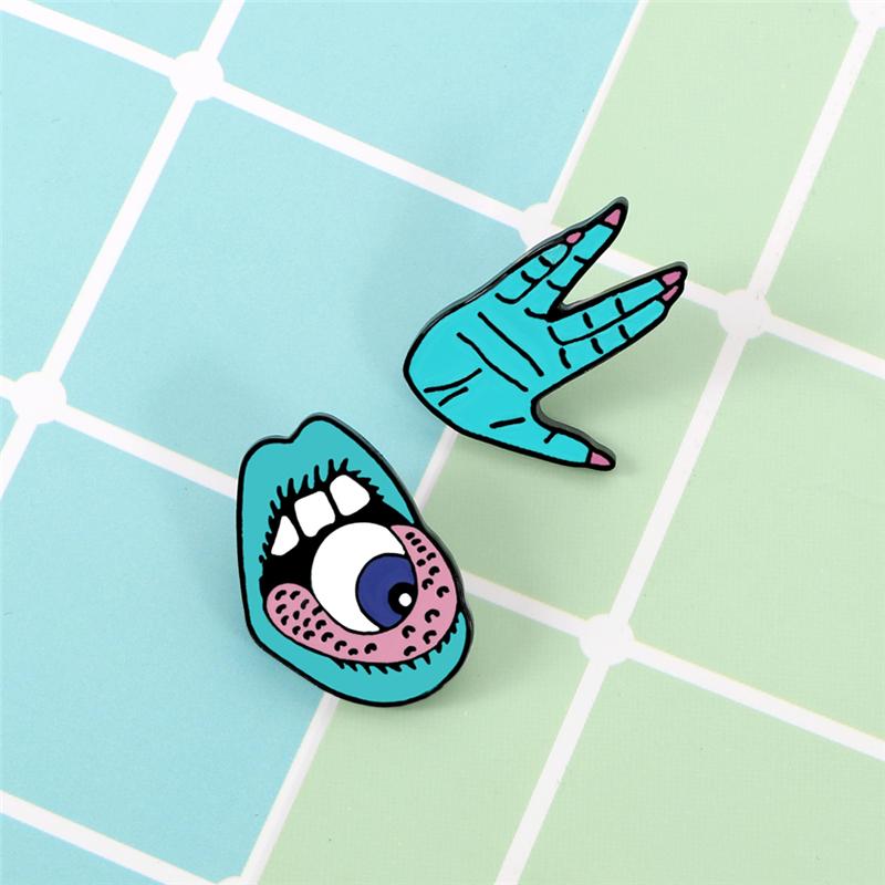 Horror Eyeball In Mouth Witch Hand Enamel Pins Devil Punk Brooch Denim Jackets Shirt Lapel Pin Gothic Badge Cartoon Jewelry Gift