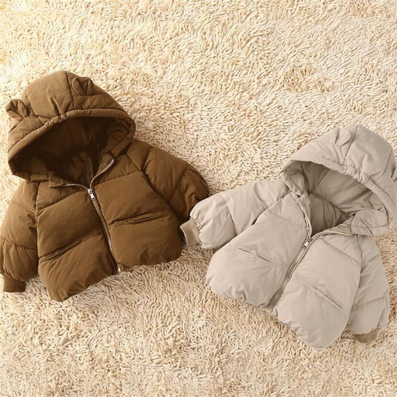 Boys Girls Thickened Down Coats Baby Winter Warm Hooded Jackets Outerwear Children Solid Color Coat Kids Casual Clothing