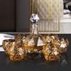 Flavinmci Diamond Golden Crystal Whiskey Decanter & Glasses Set (7-Piece)