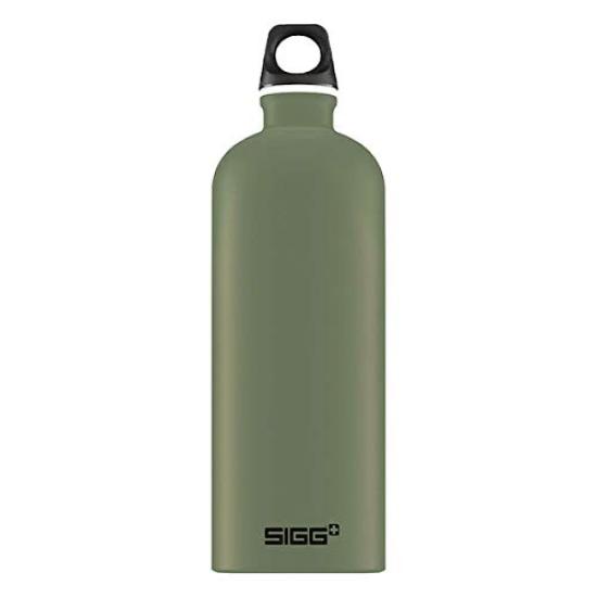 SIGG utendørs vannflaske Lett sveitsisk laget aluminiumsflaske Traveller Touch Leaf Green 60177 1.0L