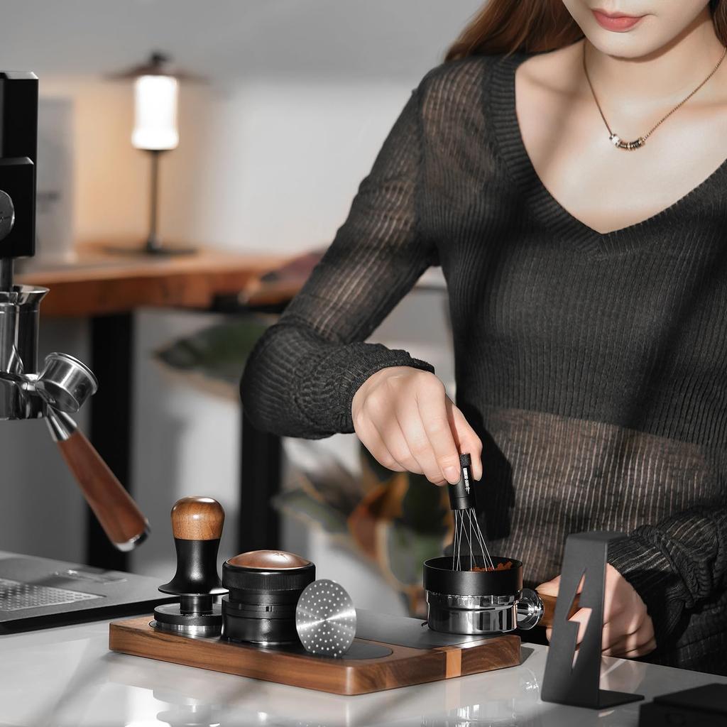 MHW-3BOMBER Espresso Sohndle 2.0 WDT Tool 0.4mm Needle 8 Needles Adjustable Range Magnetic Stand with 6 Spare Needles Stirring Needle Coffee