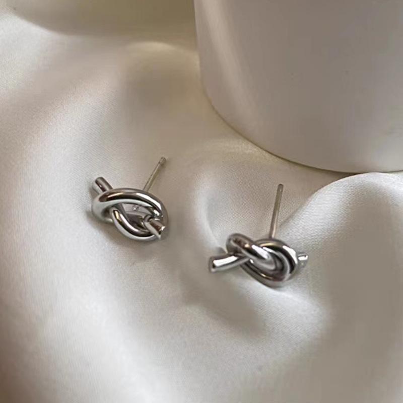 Designer Gold Color Stainless Steel Heart-shaped Knot Pendant Necklace Stud Earrings Set for Woman Korean Jewelry Accessory Gift