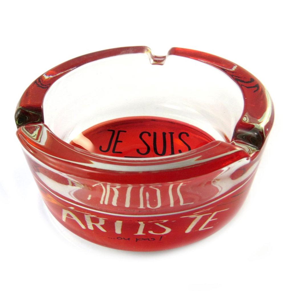 Les Trésors De Lily [N5147] - Cendrier verre 'Citations' rouge ('Je suis une artiste. . . ou pas ! ')