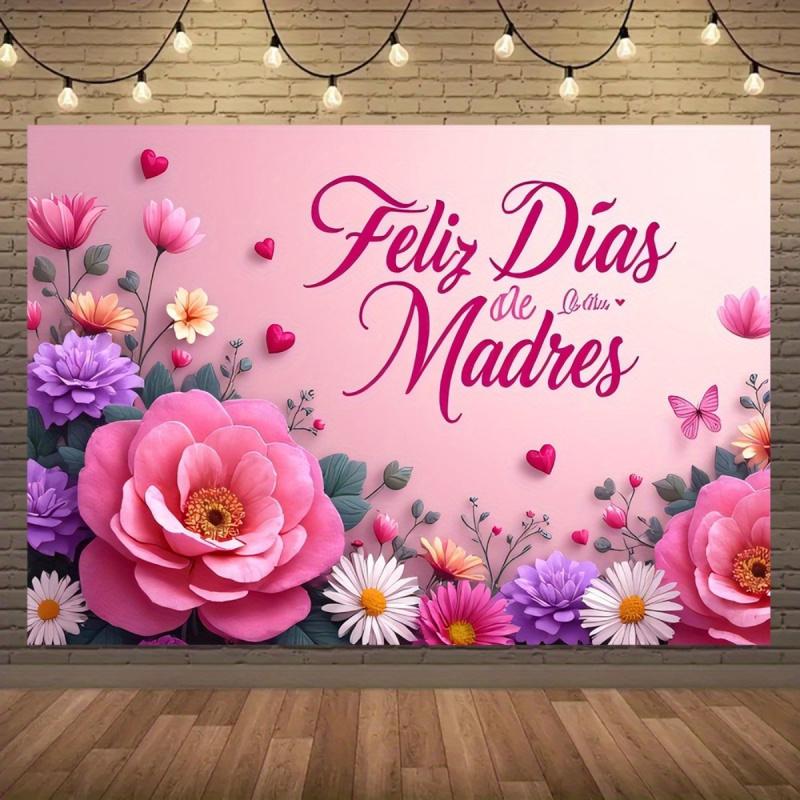 1pc, 2D Flat, Happy Mother's Day Backdrop, Perfect for Indoor and Outdoor Decoration, Birthday, Mother's Day Gift for Mom, Wsj