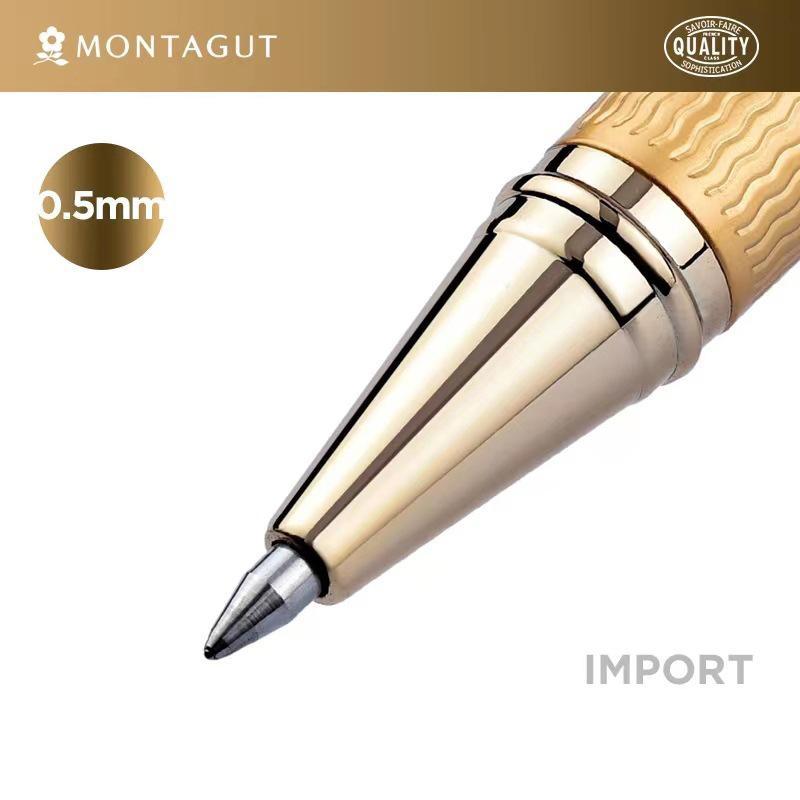 Montagut 816 Luxurious Golden Black & Golden Jewel Trim Iridium Roller Ball Pen For Office School Home Writing Gift Pen