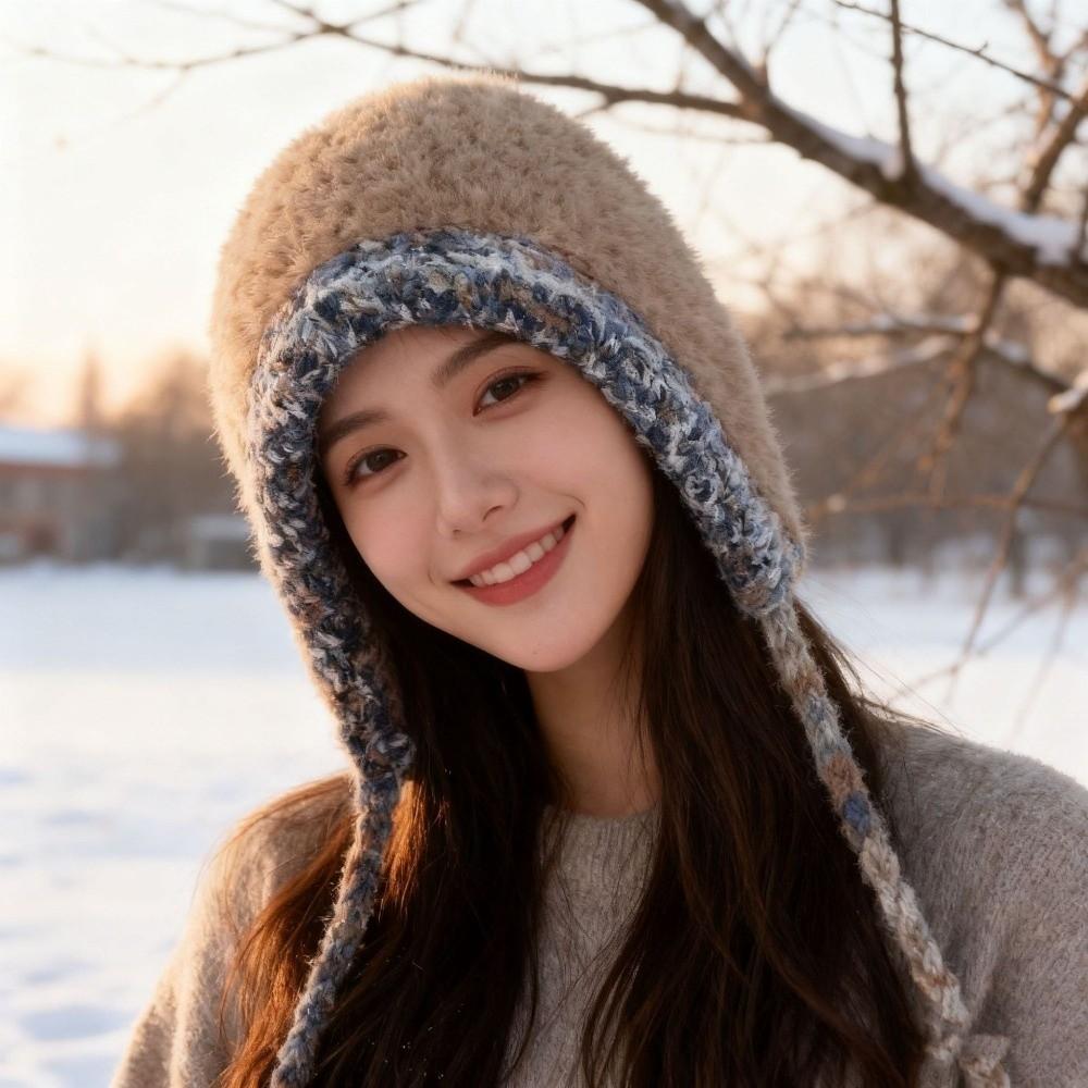 Soft Plush Pullover Hats Korean Style Fluffy Beanie Hat Gifts Knitted Warm Hat Hiking