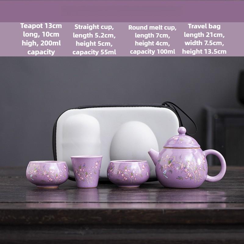 Purple Porcelain Ru Kiln New Model Brewing Household Small Tea Table Complete Set Light Luxury High-end