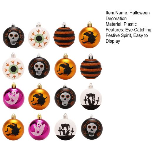 Indoor Halloween Decorations 16 Pcs Hanging Ball Decor, 6cm Skull Witch Eye Ornaments Decorative Accents for Ghost Tree, Spooky Window Yard