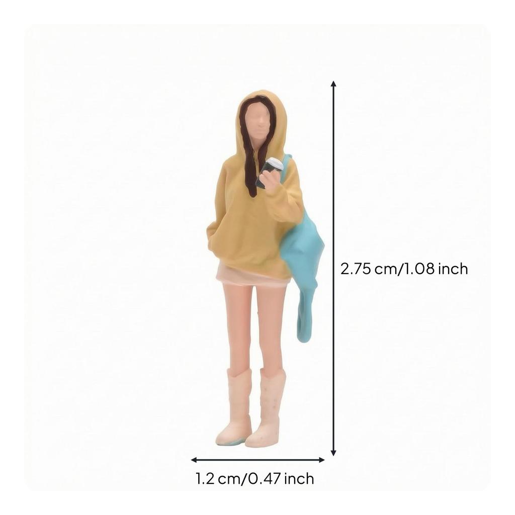 1:64 Scale Hooded Girl Figurine Hand-Painted Miniature Standing