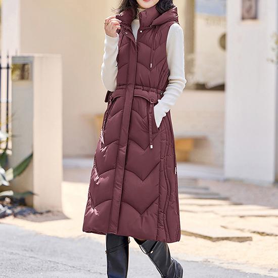 Down Cotton Vest Women's Long Autumn and Winter Korean Version Hooded Vest Casual Women's Outerwear Cotton Jacket Vest